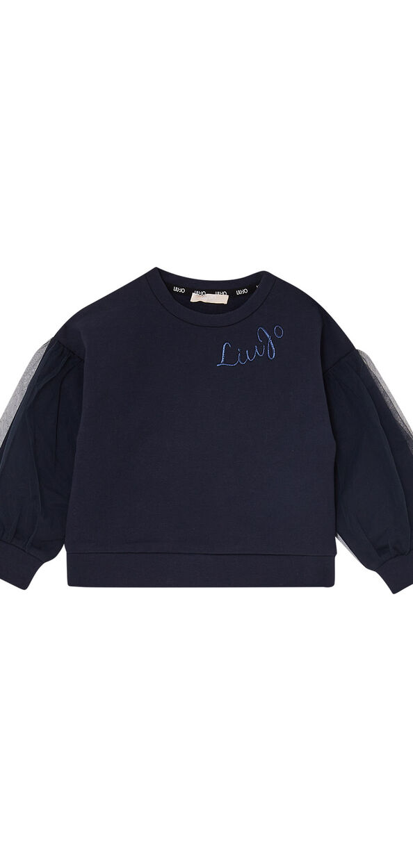 Liu Jo Felpa blu con maniche in tulle
